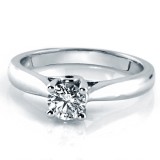 Solitaire Diamond Engagement Ring, 14Kt White Gold